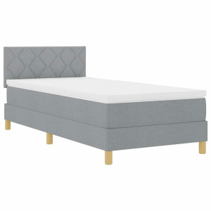 Cama tipo Box Spring con colchón Gris claro 90 x 190 cm tela H