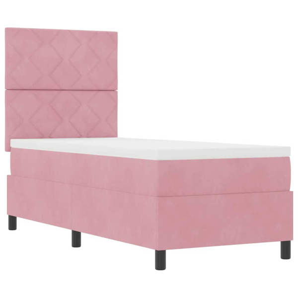 Cama tipo Box Spring con colchón Rosa 80 x 200 cm Terciopelo M 2