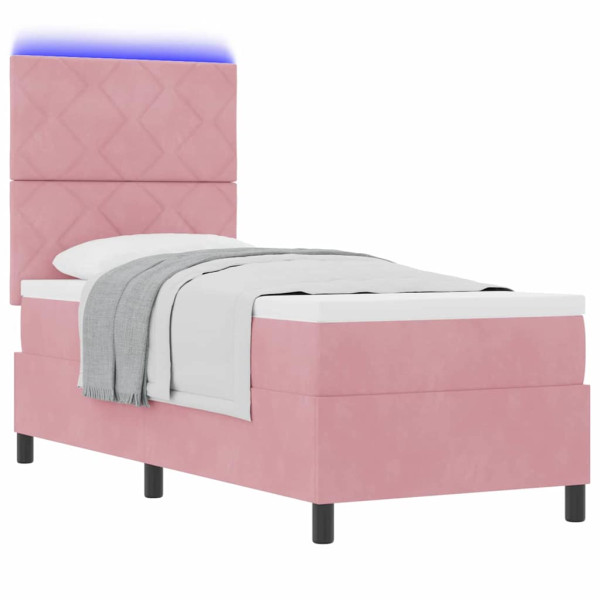 Cama tipo Box Spring con colchón Rosa 80 x 200 cm Terciopelo M 3