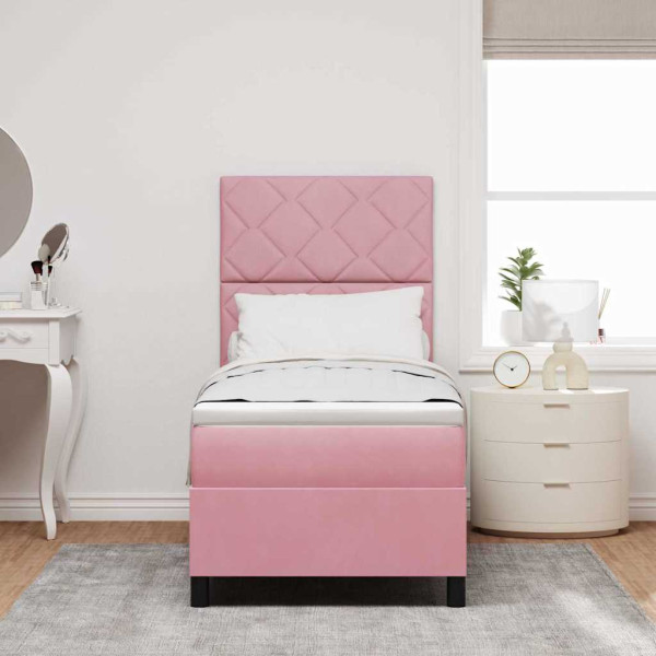 Cama tipo Box Spring con colchón Rosa 80 x 200 cm Terciopelo M 5