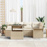 Conjunto de sofá de jardín con cojín 6 pcs Beige Poliratán 3