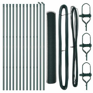 Reja con postes Verde 1.2 x 25 m Acero recubierto de PVC H