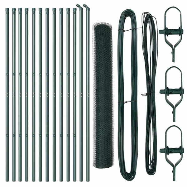 Reja con postes Verde 1.2 x 25 m Acero recubierto de PVC M 2