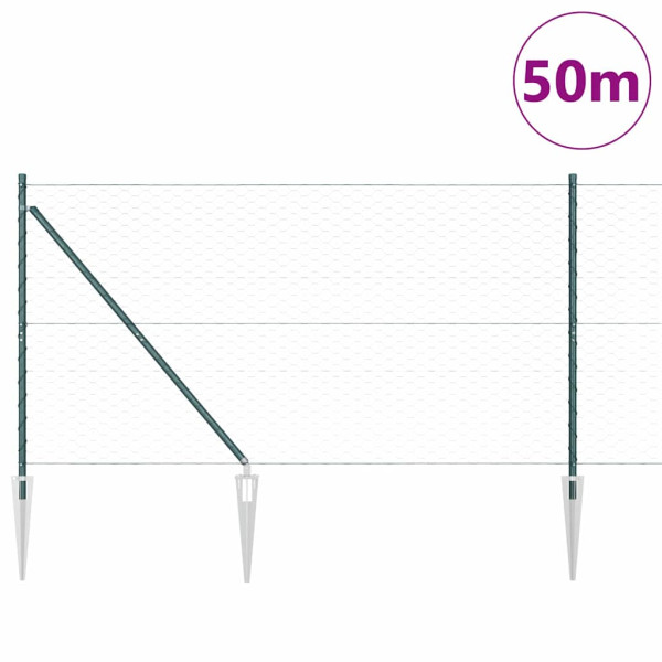 Reja con postes Verde 1.2 x 50 m Acero recubierto de PVC M 3