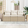 Conjunto de sofá de jardín con cojín 3 pcs Beige Poliratán 3