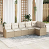 Conjunto de sofá de jardín con cojín 6 pcs Beige Poliratán 1