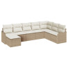 Conjunto de sofá de jardín 8 pcs Beige y blanco Poliratán 2