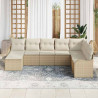 Conjunto de sofá de jardín 8 pcs Beige y blanco Poliratán 3