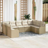 Conjunto de sofá de jardín 9 pcs Beige. Poliratán 1