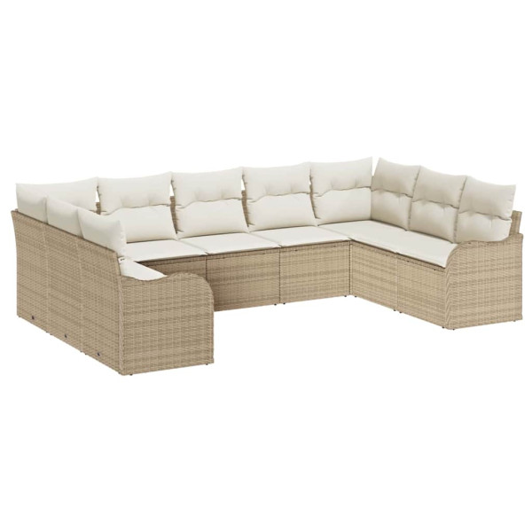 Conjunto de sofá de jardín 9 pcs Beige. Poliratán M 2