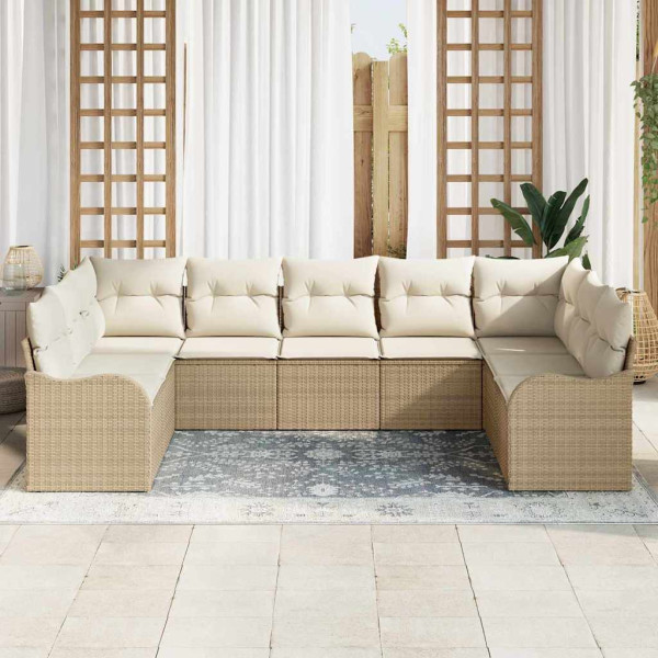 Conjunto de sofá de jardín 9 pcs Beige. Poliratán M 3