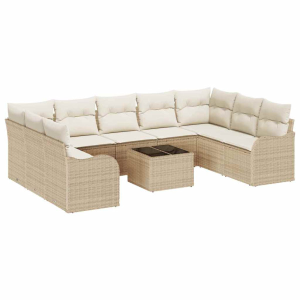 Conjunto de sofá de jardín 10 pcs Beige y Poliratán M 2