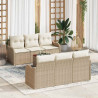 Conjunto de sofá de jardín 7 pcs Beige y 1