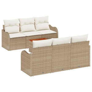 Conjunto de sofá de jardín 7 pcs Beige y H