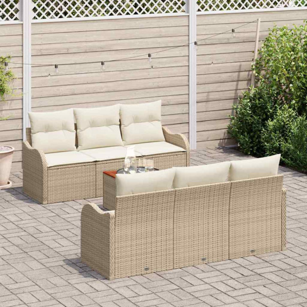 Conjunto de sofá de jardín 7 pcs Beige y M 3