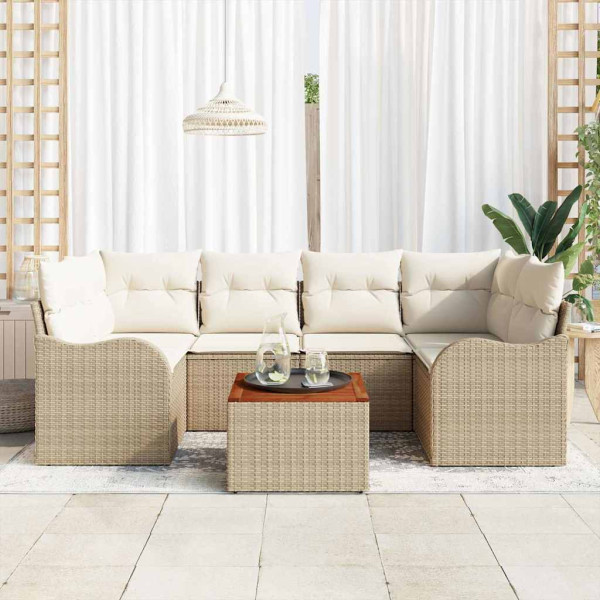 Conjunto de sofá de jardín 7 pcs Beige y D