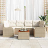 Conjunto de sofá de jardín 7 pcs Beige y 1