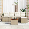 Conjunto de sofá de jardín 6 pcs Beige y 1