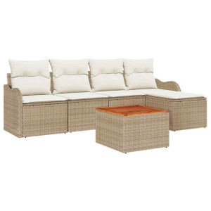 Conjunto de sofá de jardín 6 pcs Beige y H