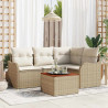 Conjunto de sofá de jardín 5 pcs Beige y 1
