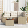 Conjunto de sofá de jardín 5 pcs Beige y 3