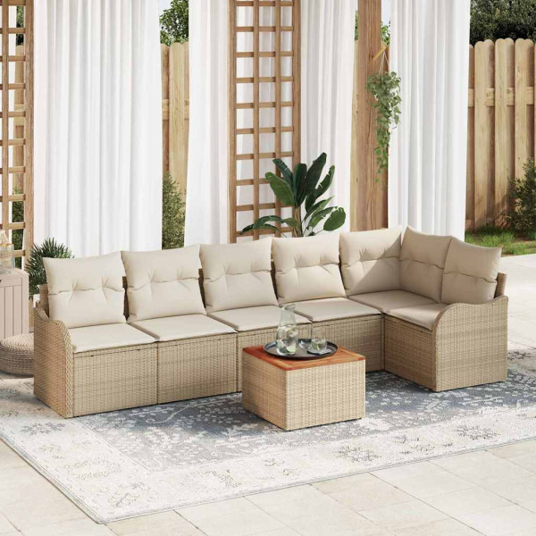 Conjunto de sofá de jardín 7 pcs Beige y D