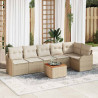 Conjunto de sofá de jardín 7 pcs Beige y 1