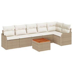 Conjunto de sofá de jardín 7 pcs Beige y H