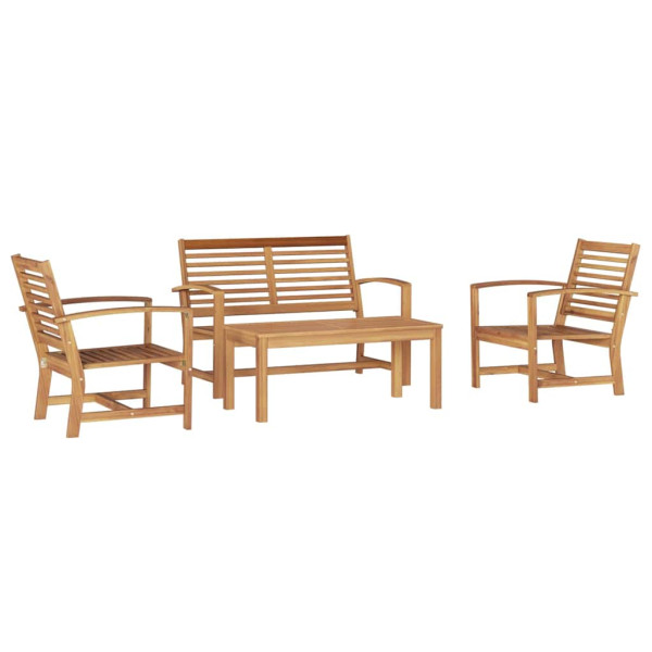 Conjunto de sofá de jardín 4 pcs Natural Madera de teca maciza M 2
