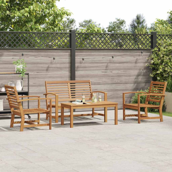 Conjunto de sofá de jardín 4 pcs Natural Madera de teca maciza M 4