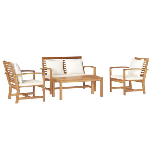 Conjunto de sofá de jardín 4 pcs Natural Madera de teca maciza H