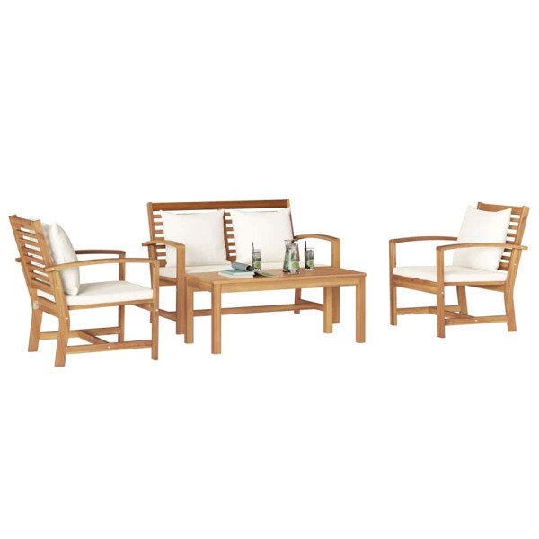 Conjunto de sofá de jardín 4 pcs Natural Madera de teca maciza M 3