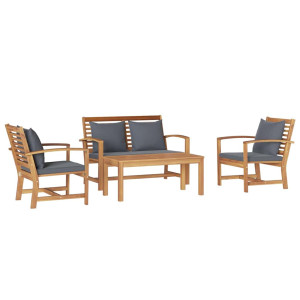 Conjunto de sofá de jardín 4 pcs Natural Madera de teca maciza H