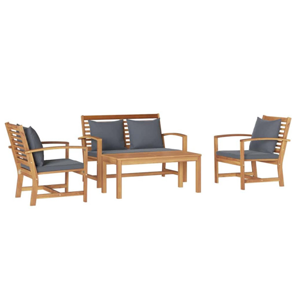 Conjunto de sofá de jardín 4 pcs Natural Madera de teca maciza M 2