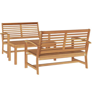 Conjunto de sofá de jardín 3 pcs Natural Madera de teca maciza H