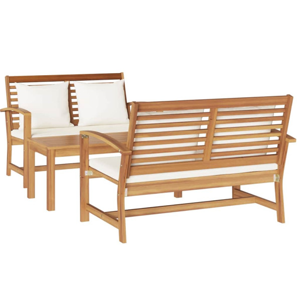 Conjunto de sofá de jardín 3 pcs Natural Madera de teca maciza M 2