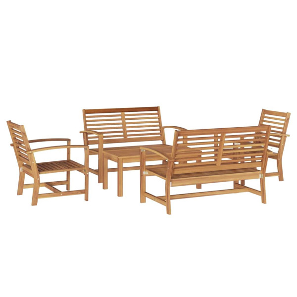 Conjunto de sofá de jardín 5 pcs Natural Madera de teca maciza M 2