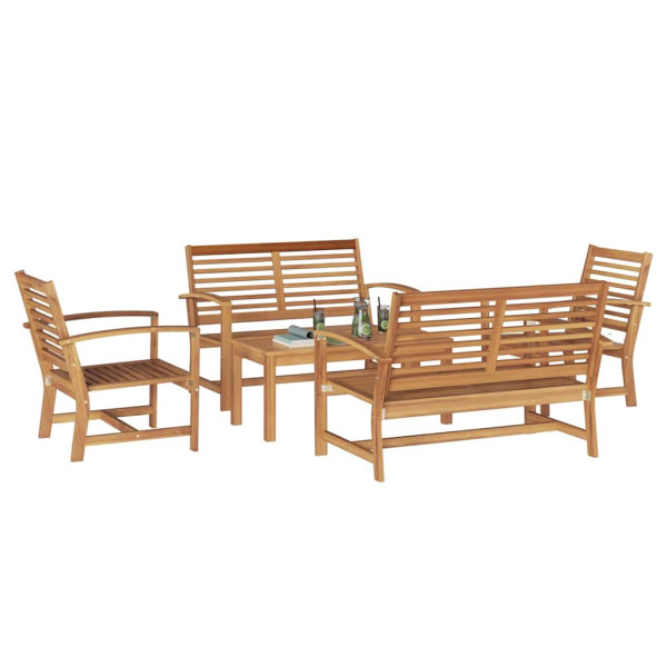 Conjunto de sofá de jardín 5 pcs Natural Madera de teca maciza M 3
