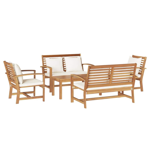 Conjunto de sofá de jardín 5 pcs Natural Madera de teca maciza M 2
