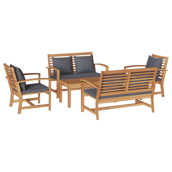 Conjunto de sofá de jardín 5 pcs Natural Madera de teca maciza M 2