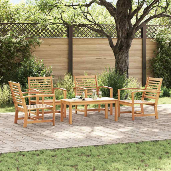 Conjunto de sofá de jardín 5 pcs Natural Madera de teca maciza D