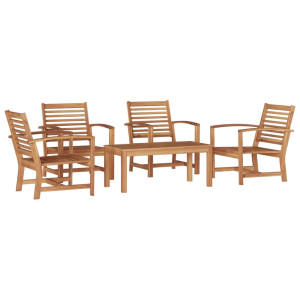 Conjunto de sofá de jardín 5 pcs Natural Madera de teca maciza H