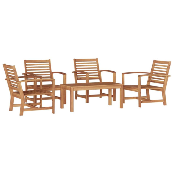Conjunto de sofá de jardín 5 pcs Natural Madera de teca maciza M 2