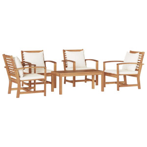 Conjunto de sofá de jardín 5 pcs Natural Madera de teca maciza H