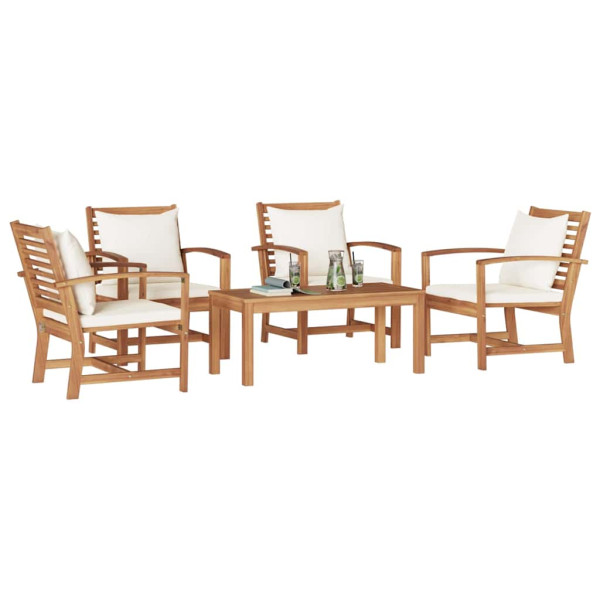 Conjunto de sofá de jardín 5 pcs Natural Madera de teca maciza M 3
