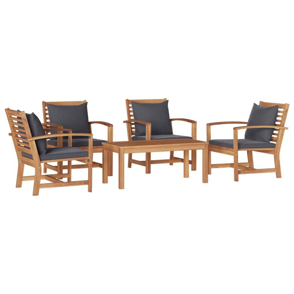 Conjunto de sofá de jardín 5 pcs Natural Madera de teca maciza M 2