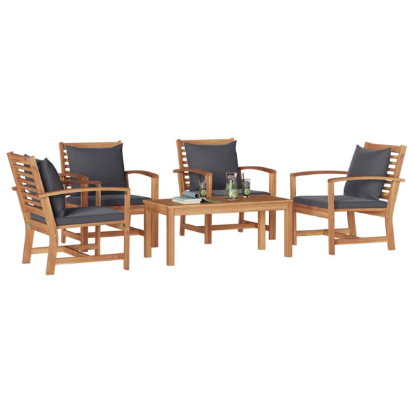 Conjunto de sofá de jardín 5 pcs Natural Madera de teca maciza M 3