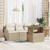 Conjunto de sofá de jardín 5 pcs Beige Poliratán 1