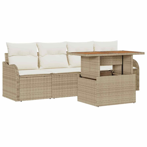 Conjunto de sofá de jardín 5 pcs Beige Poliratán M 2