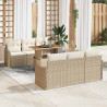 Conjunto de sofá de jardín 7 pcs Beige Poliratán 1
